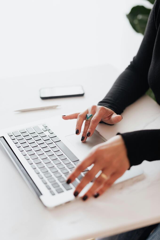 Woman use laptop for BWL